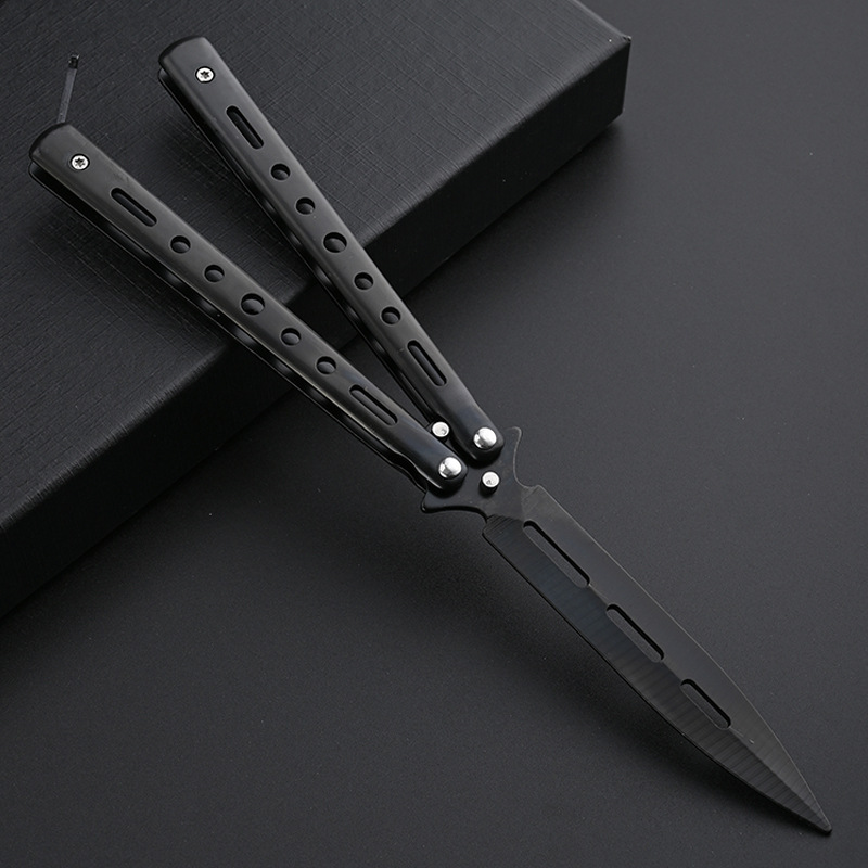 ✅CSGO peripheral butterfly comb, uncut butterfly knife, all-steel folding knife, training, swinging hand, fancy toys, playing small undefined