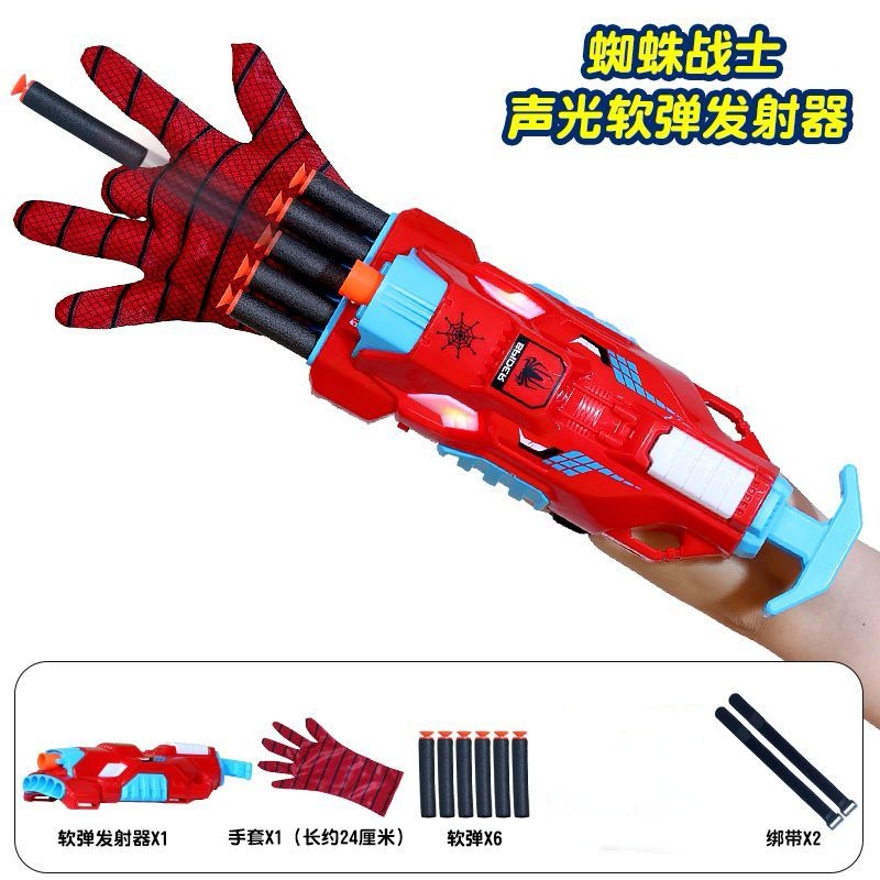 New Spider-Man Glove children's toy launcher set, Spider-Man Cape Sound and Light Sword Shield weapon set details Picture