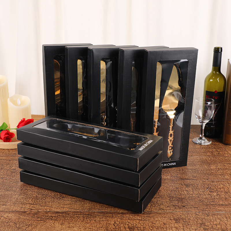 Factory direct supply of European-style golden knife and spatula sets, Western banquet knife and spatula combinations, cake and pizza knife cutting supplies details Picture
