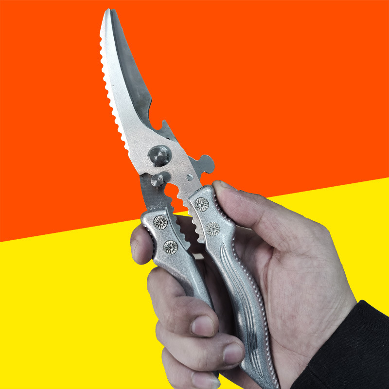 Manufacturer's in-stock multi-functional stainless steel kitchen scissors are powerful for cutting chicken bones, food, bottle caps, fish scales, and meat details Picture