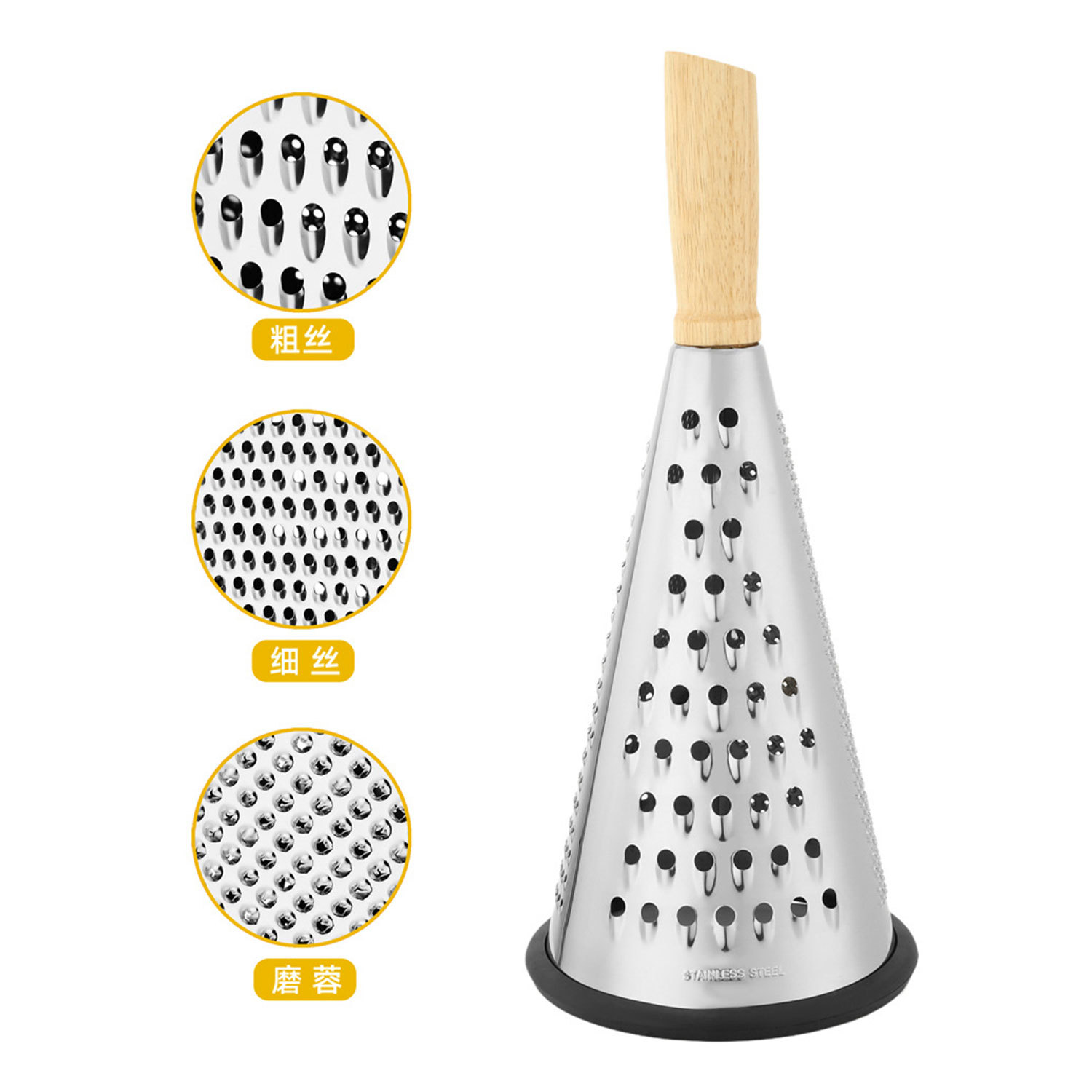 Cross-border rubber wood cone planer, 8-inch, 9-inch, 10-inch cone planer, kitchen planer, melon planer, anti-slip strip slicer, slicing Specification drawing