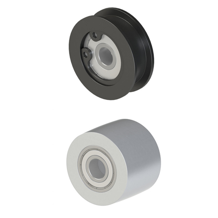 Synchronous idler pulley, smooth surface tensioner pulley, flat belt, idler pulley, pressure belt pulley, belt tension, smooth surface pulley, bearing Item Picture