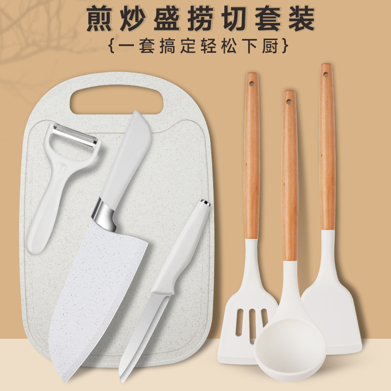 Fruit cutting board, wheat straw cutting board, baby food sticky board, household vegetable cutting board, kitchen knife cutting board set details Picture