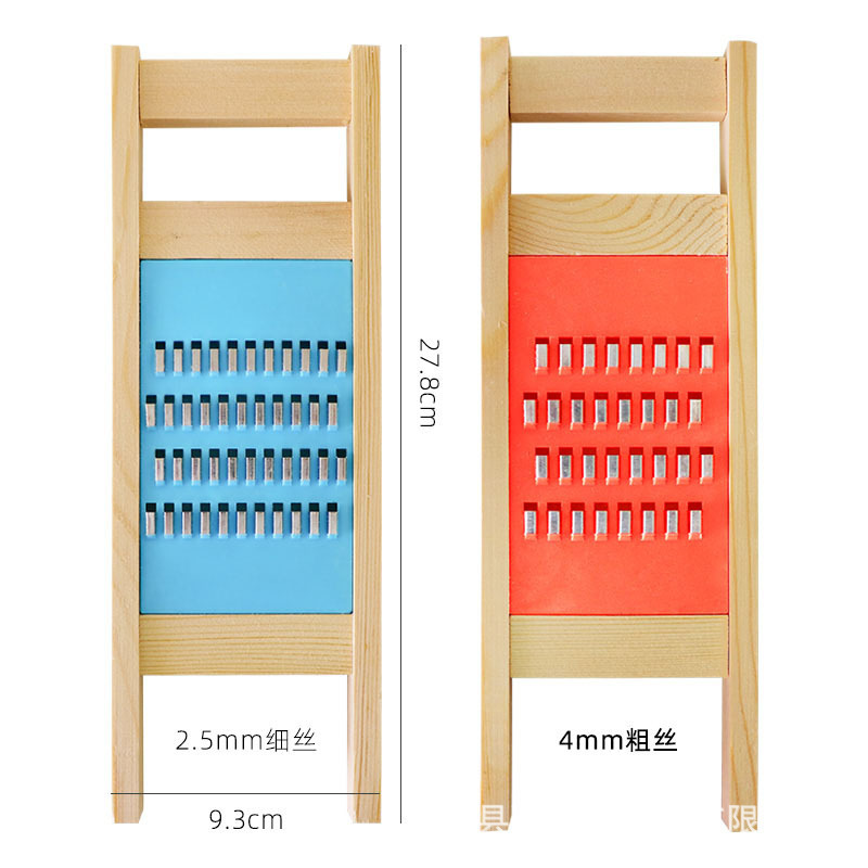 Potato shreds grater, dual-purpose grater, grater, hand guard, solid wood grater, grater, coarse and fine shreds, kitchen household Specification drawing