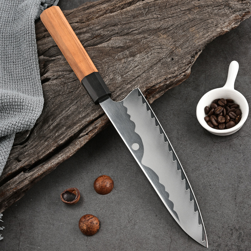 Octagonal handle steel chef's knife, Japanese chef's knife, home kitchen hair-cutting knife, meat cutting knife, handmade Specification drawing