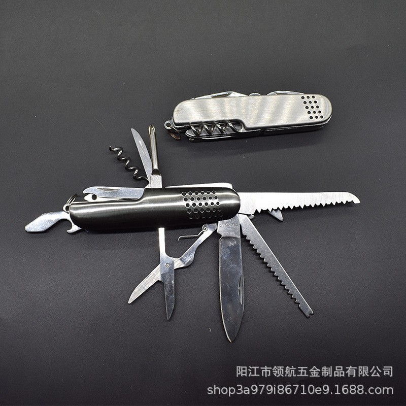 Stainless steel 11-inch multi-functional folding knife, multi-hole iron shell knife, gift knife, convenient portable knife undefined