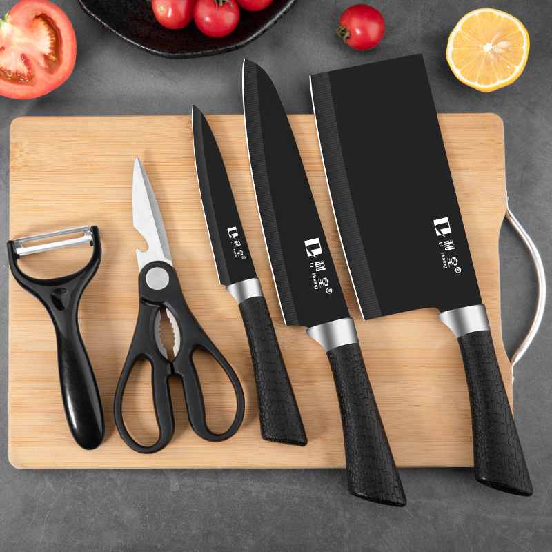 Kitchen knife set, cutting board and knife two-in-one, household slicing knife, cutting board, complete kitchenware, fruit knife combination details Picture