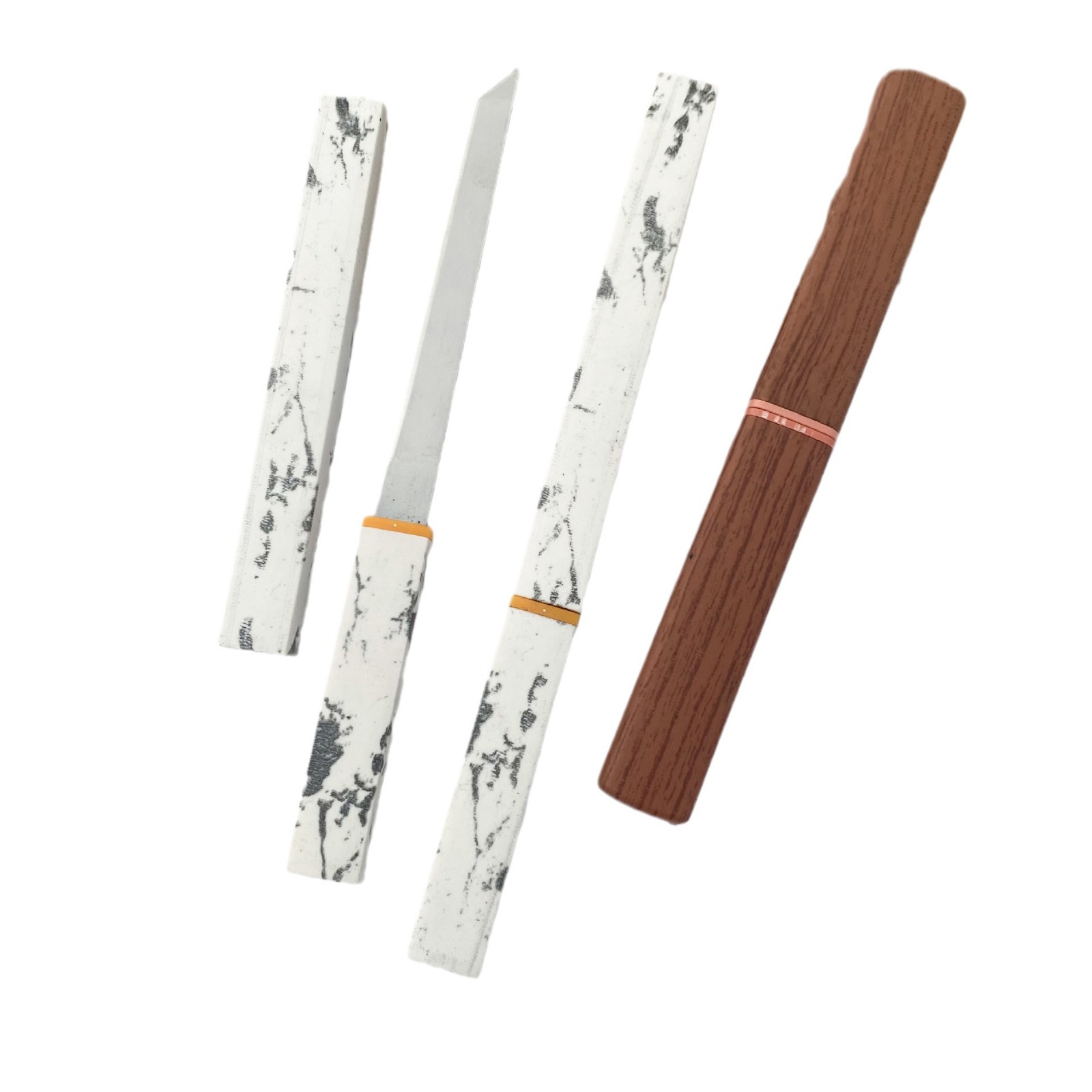 The best-selling Yunmo M390 outdoor portable black-handled straight knife, multi-purpose knife, Double Dragon Double Knife, small battle boat tea knife Item Picture