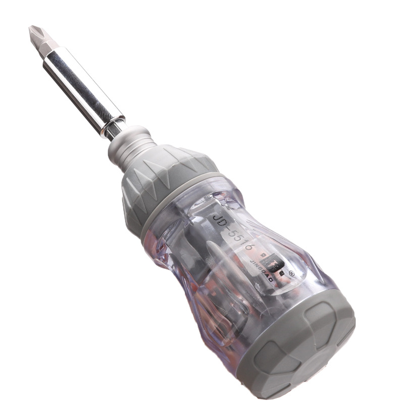 Jingdao Tools ratchet Screwdriver and telescopic Screwdriver JD-5516 for household use, equipped with 6 built-in bits in a 6-in-one set Specification drawing