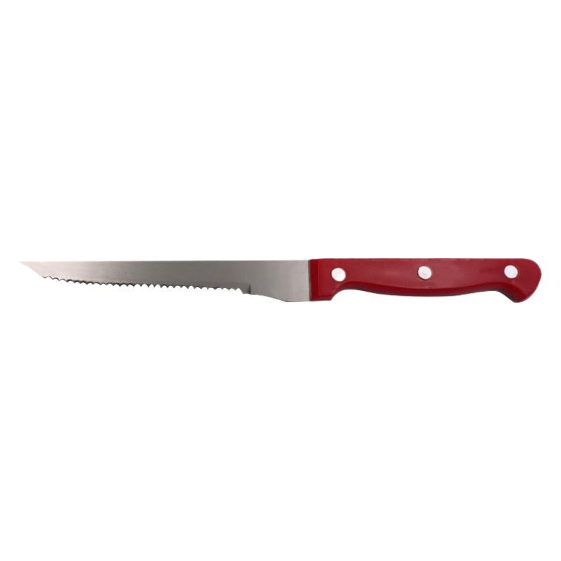 Kitchen hotel steak knife, Western cuisine steak knife, tableware, PP plastic handle, fruit peel knife, serrated knife, meat red Item Picture