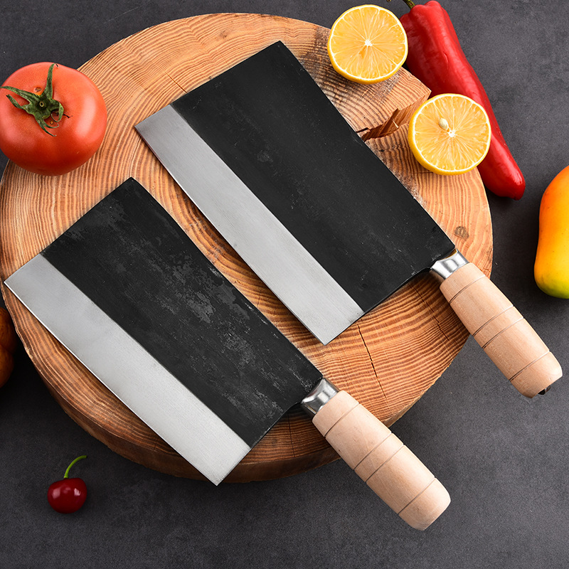 Forged kitchen knife, old-fashioned dual-purpose knife for roasting and cutting, sharp kitchen meat cutter, chef's special commercial carbon steel knife details Picture