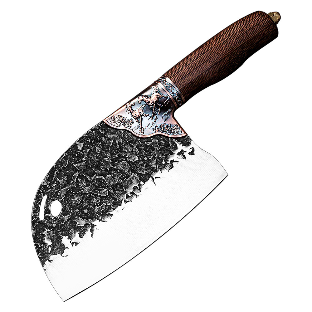 The manufacturer's batch of shaking fast internet-famous hand-forged kitchen knives, Ma Dao Gong Cheng round-head knives, old man knives, and dual-purpose knives for chopping and slicing Item Picture