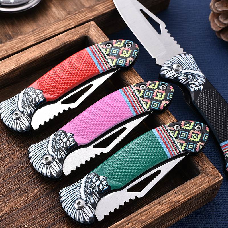 Cross-border outdoor mini folding knife, unboxing knife, portable outdoor self-defense knife, household stainless steel fruit knife Specification drawing