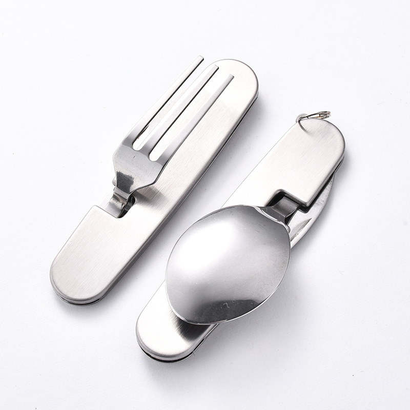 Factory direct sales of camping detachable multi-functional folding knife, fork and spoon set tableware, portable outdoor four-cut knife Item Picture