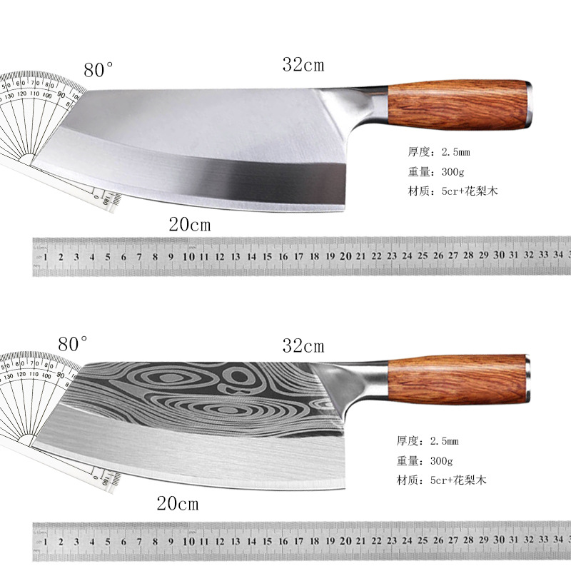 Stainless steel meat slicing knife, Yangjiang kitchen knife, Damask pattern, multi-purpose kitchen knife, household chef's special knife Application Scenario