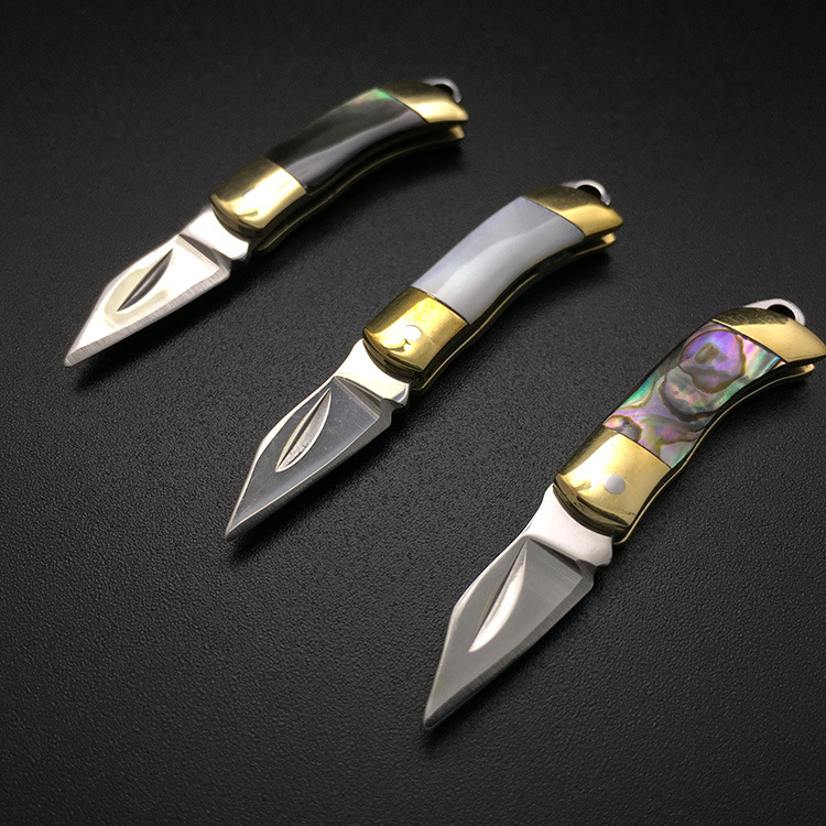 Factory direct sales of shell mini knives, exquisite pocket knives, portable folding knives, gift small folding knives full figure