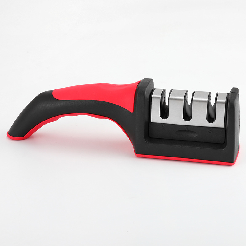 Three-section knife sharpener, a popular tungsten steel knife sharpener for home use, a quick sharpening tool for scissors, wholesale whetstones from street stalls Item Picture