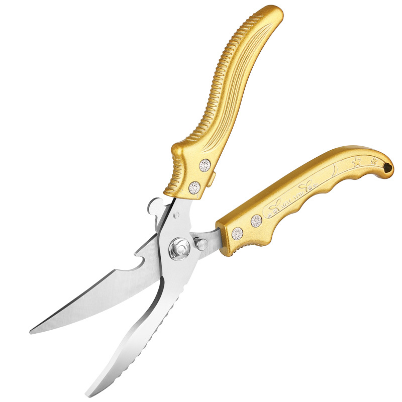 Kitchen chicken bone scissors and small knife set, multi-functional stainless steel powerful kitchen scissors, kitchen scissors, all steel integrated Item Picture