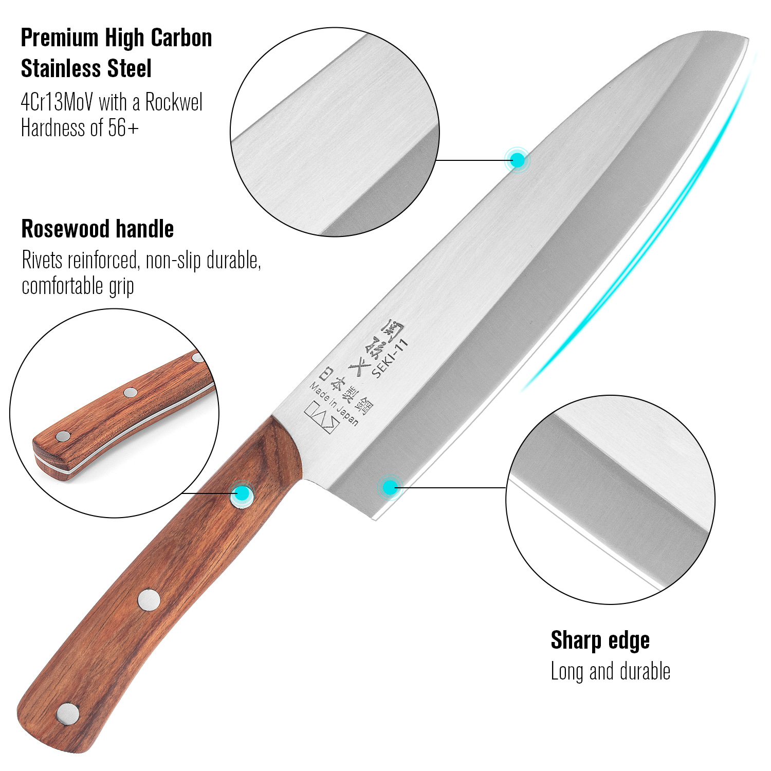 Stainless steel Western-style chef's knife, slicing knife, meat slicing knife, Japanese cuisine knife, fish raw sushi sashimi knife, all-purpose kitchen knife Specification drawing
