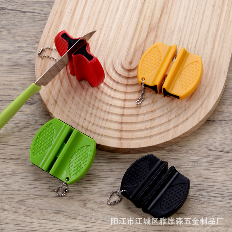 Mini knife sharpener, portable ceramic sharp knife, tungsten steel outdoor knife, double-sided knife sharpener, household kitchen small tool full figure