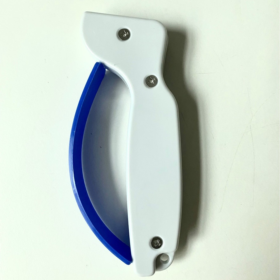 Cross-border cargo portable knife sharpener, handheld knife sharpener, blue Bing white body knife sharpener magic tool, tungsten steel whetstone details Picture