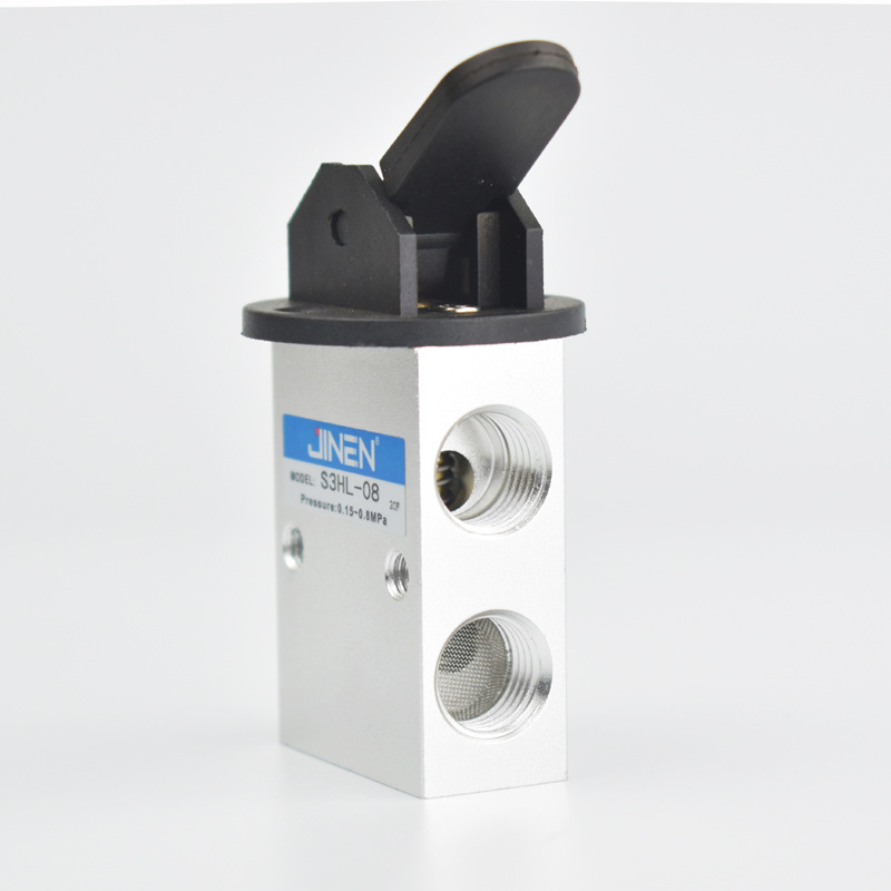 Mechanical valve S3HL-M5 0608 One in and one out manual lever type pneumatic control genuine JINEN Specification drawing