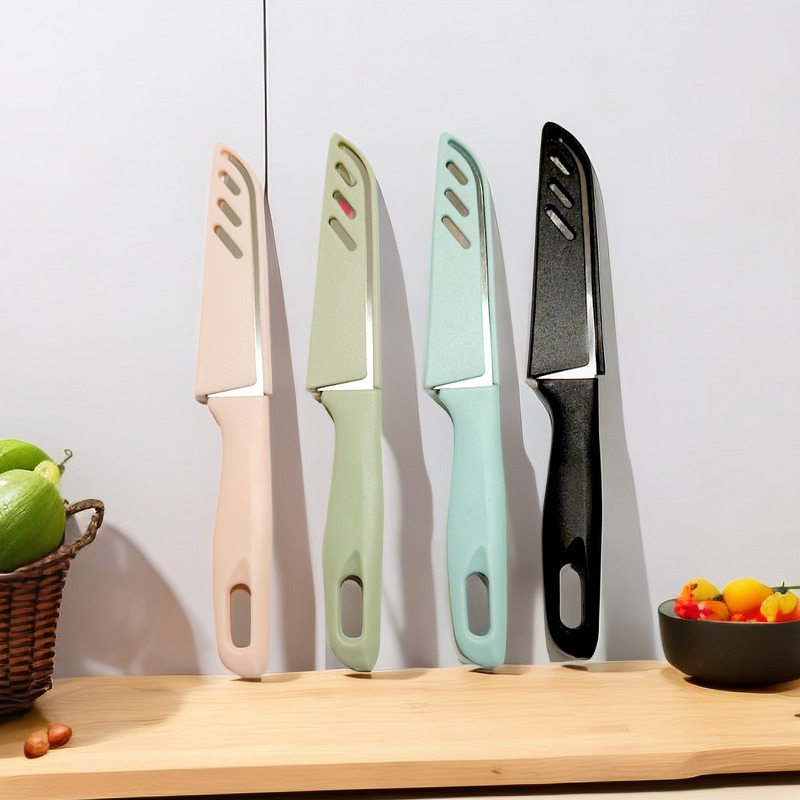 Wholesale stainless steel fruit knives, peelers, peeling knives with sleeves, household fruit knives, fruit peel knives, barbecue knives details Picture