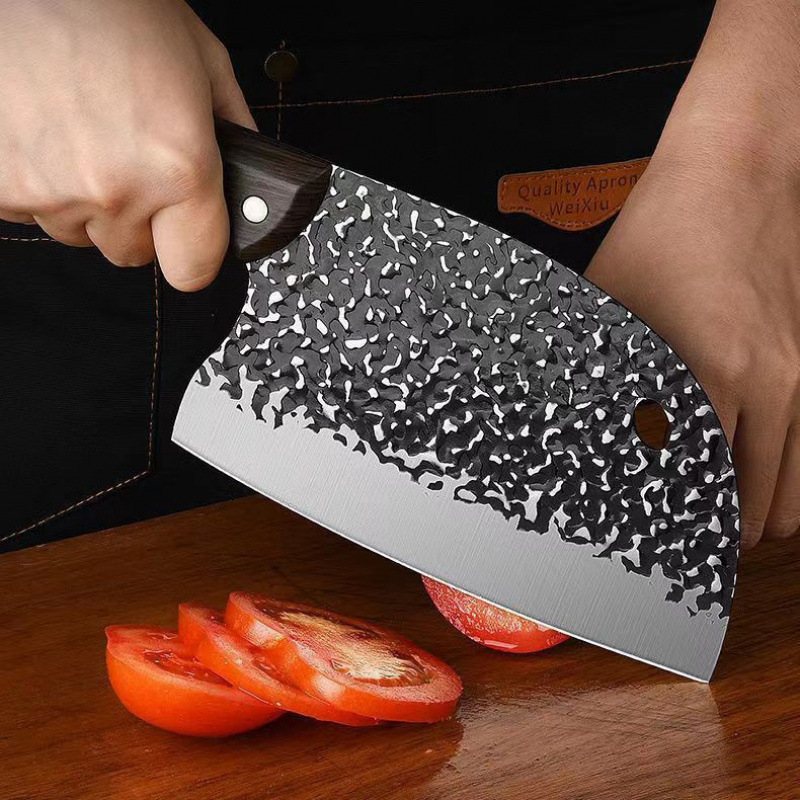 Longquan kitchen knives, household knives, kitchen forging and chopping dual-purpose knives, round-headed sharp bone-cutting knives, commercial fish-killing knives details Picture