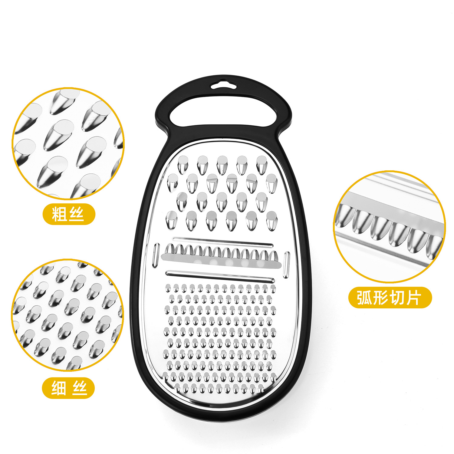 Multi-functional stainless steel kitchen vegetable cutter with base box, potato grater, salad and carrot vegetable cutter set Specification drawing