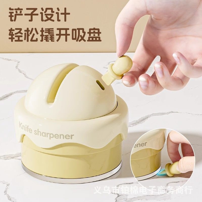 Household ceramic suction cup knife sharpener, multi-functional kitchen knife sharpener, scissors sharpener, fine sharpening tool for kitchen knives Application Scenario
