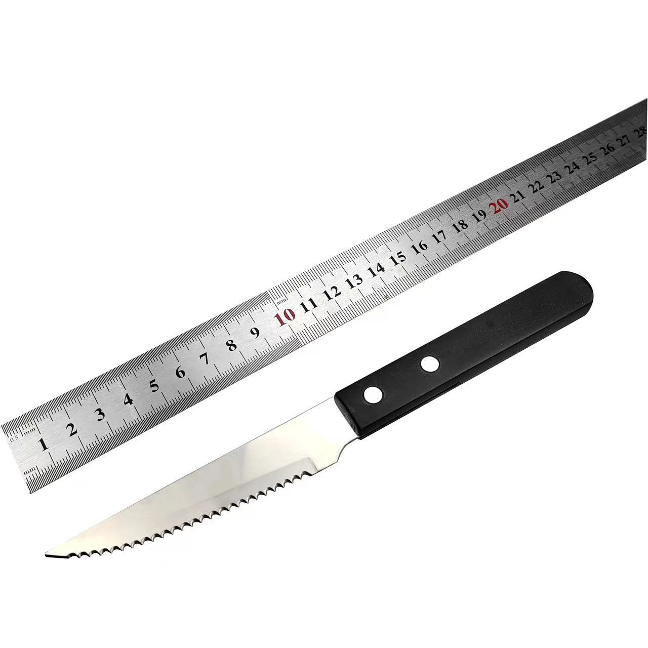 Foreign trade Western cuisine knife, fork and spoon POM handle stainless steel steak knife and fork set Western cuisine tableware set Western dessert Specification drawing