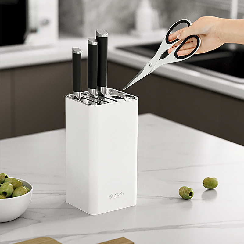 Kitchen knife rack, household plastic knife rack, desktop multi-functional knife and scissors storage box, knife holder storage rack Application Scenario