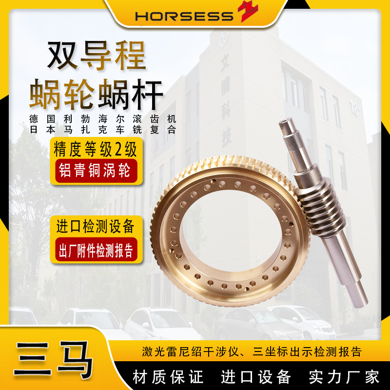 Wen Nan double-lead turbine worm with zero backlash in both forward and reverse directions, CNC grinding machine aluminum bronze turbine worm full figure