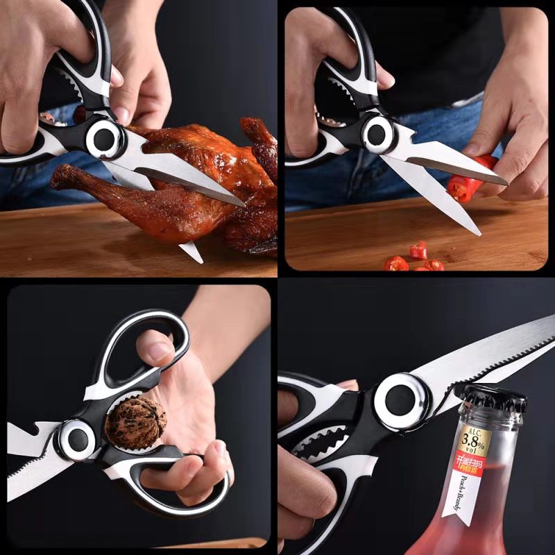 Kitchen stainless steel scissors, household multi-functional scissors, food-grade complementary food special scissors, high-grade sharp barbecue food scissors Specification drawing