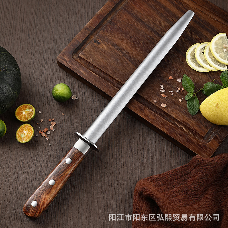 A special solid wood knife sharpener for meat stalls, a commercial quick whetstone for hotel chefs, and a carbon steel handheld knife sharpener full figure