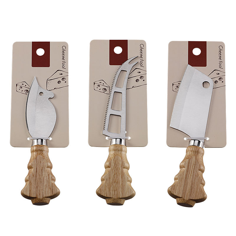 Cross-border in-stock Christmas tree cheese cheese knife, stainless steel Western food knife, steak knife, bread knife, mini kitchen knife Specification drawing