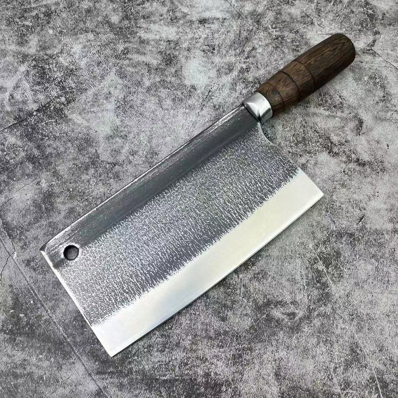Old-fashioned forged bearing steel household chopping and cutting dual-purpose knife, roast meat shop chopping knife for chicken, duck and goose, thickened forged kitchen knife Specification drawing