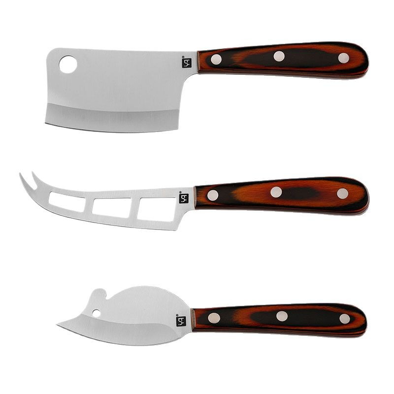 New cross-border color wooden handle cheese and cheese knife, Western cuisine knife, stainless steel fruit knife, hand-held meat knife, small kitchen knife Item Picture