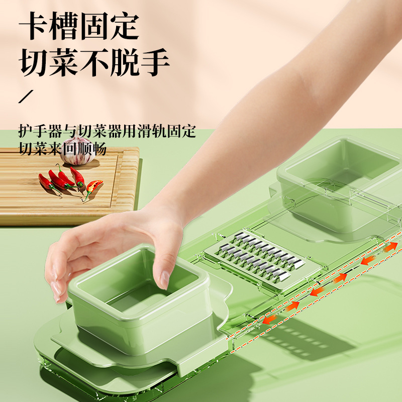 Multi-functional cucumber grater, a perfect tool for peeling and slicing potatoes, a household kitchen slicer, and a radish grater for scraping Specification drawing
