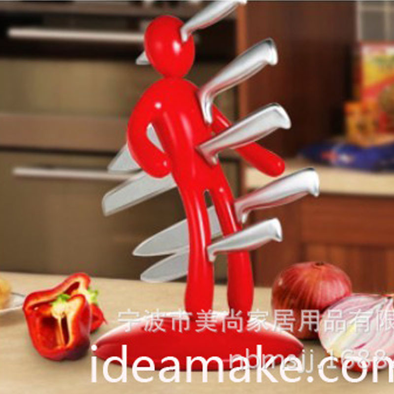 Wholesale creative human-shaped knife sets, multi-functional stainless steel knife holder sets, knife seat logos for kitchen use Application Scenario