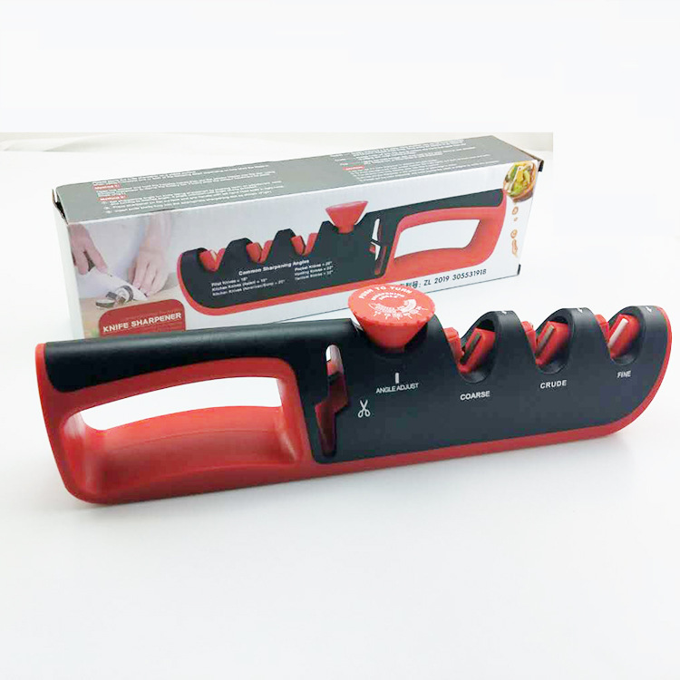 Household knife sharpener, tungsten steel diamond knife sharpener, kitchen adjustable Angle whetstone, four-stage rapid knife sharpener full figure
