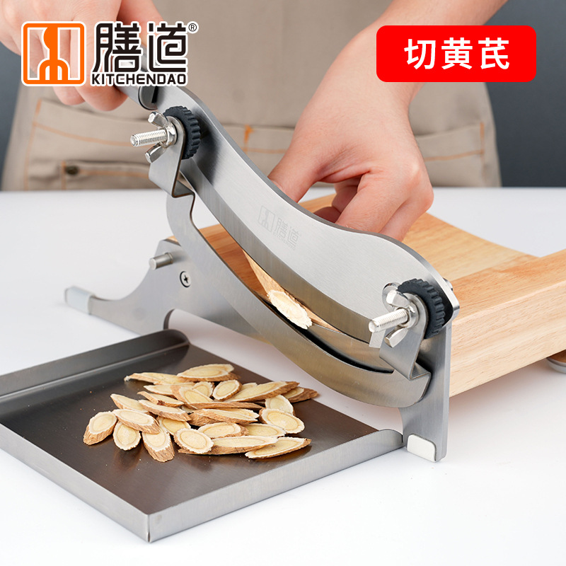 There is no old-fashioned manual small guillotine slicer for household use of traditional Chinese medicinal materials, such as a slicer for Ganoderma lucidum, ginseng, and American ginseng Specification drawing