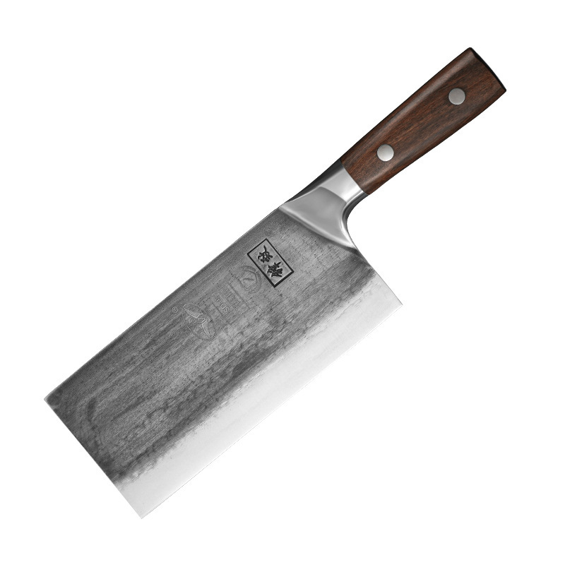 Hand-forged kitchen knife, sharp meat slicing knife for household kitchen, solid wood handle, hammer-patterned kitchen bone cutting tool Item Picture