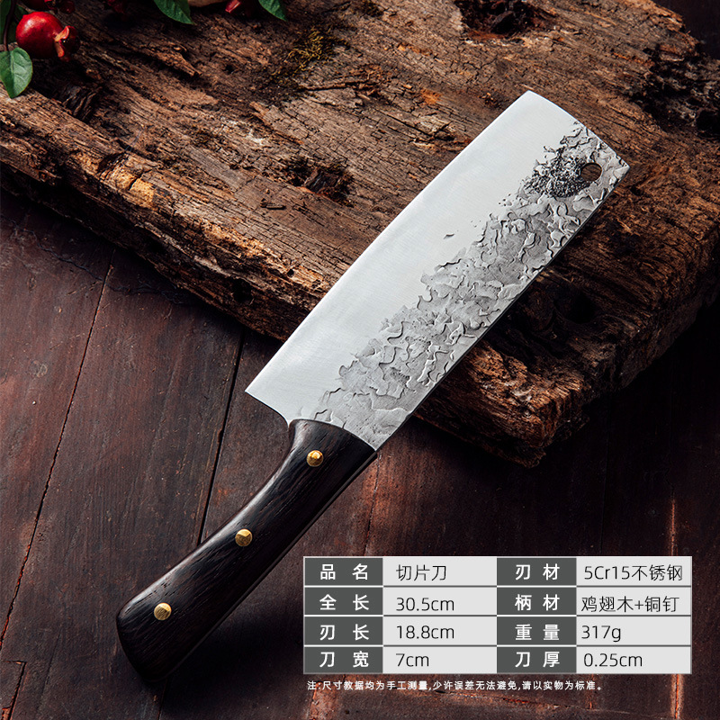 Longquan handcrafted kitchen knife, super fast and sharp, chef's chopping and cutting dual-purpose knife, bone cutting knife, household set with knife cover Application Scenario