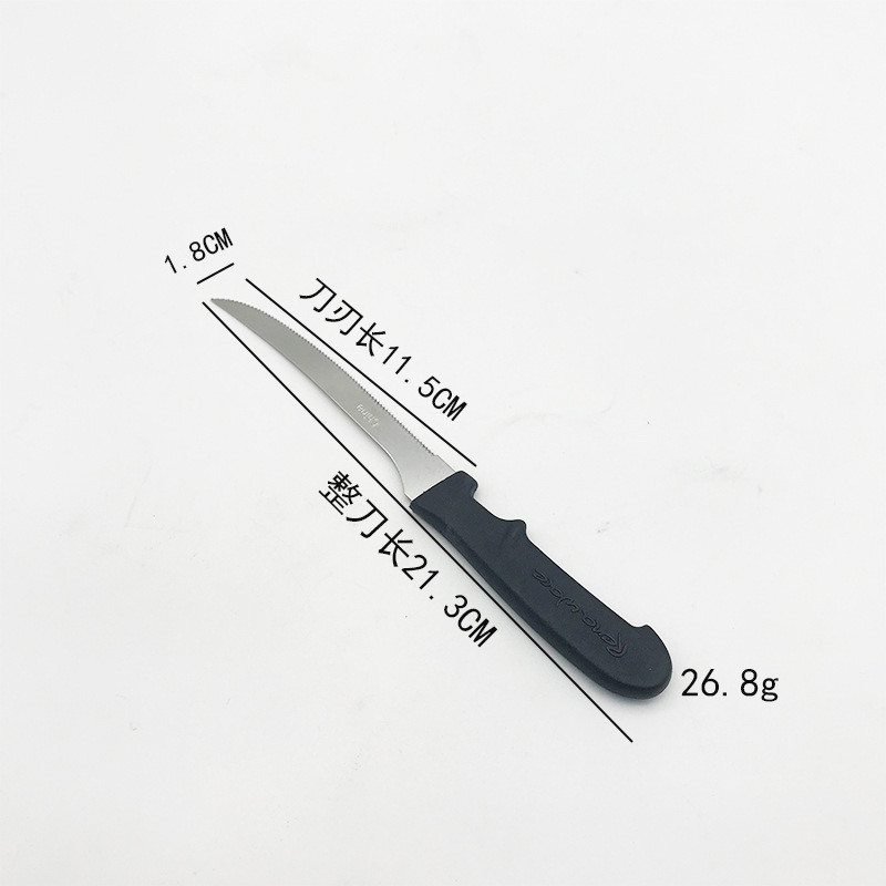 In-stock outdoor Western-style steak knife with plastic handle, kitchen bread knife, stainless steel steak serrated knife, and Western cuisine knife Item Picture