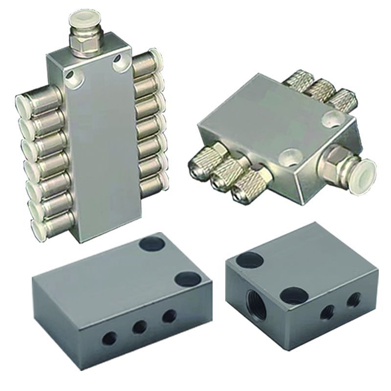 The mechanical hand multi-pipeline air exhaust micro manifold block 1 inlet 4/6/8/10/12 outlet manifold vacuum manifold Item Picture