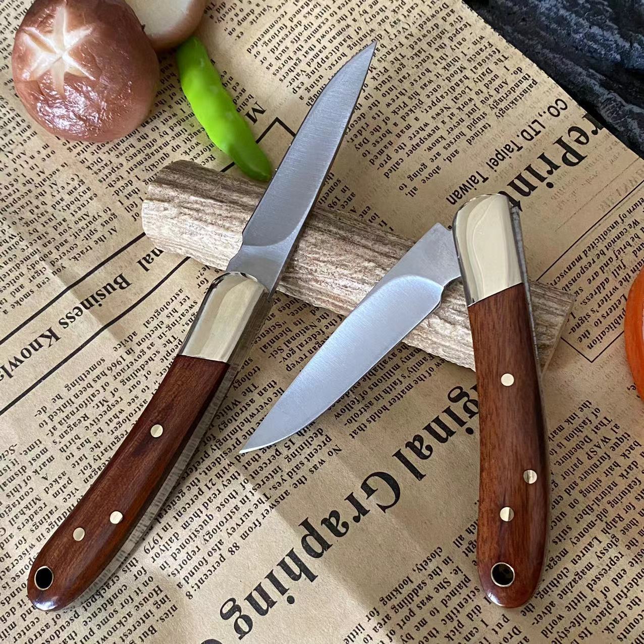 Outdoor folding knife, handcrafted knife, fruit knife, small knife, knife, brass rosewood handle, stainless steel household folding knife full figure