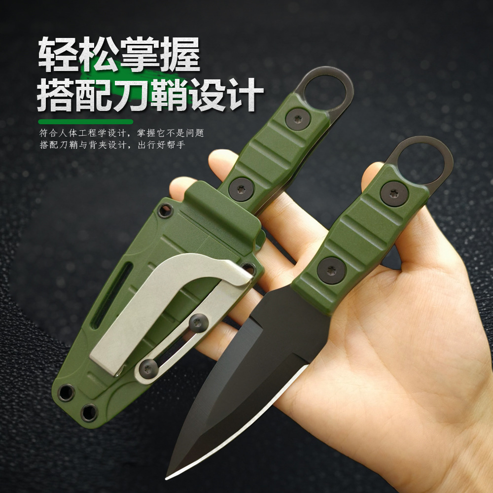 New cross-border outdoor knives, camping survival knives, sharp fruit knives, hand-held meat knives, and carrying scabbards, ring knives Specification drawing