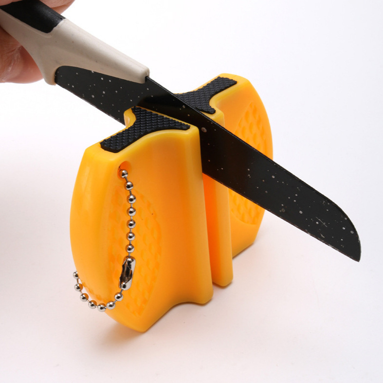 Household small mini knife sharpener type tungsten steel ceramic outdoor portable double-sided knife sharpener kitchen small tools Specification drawing