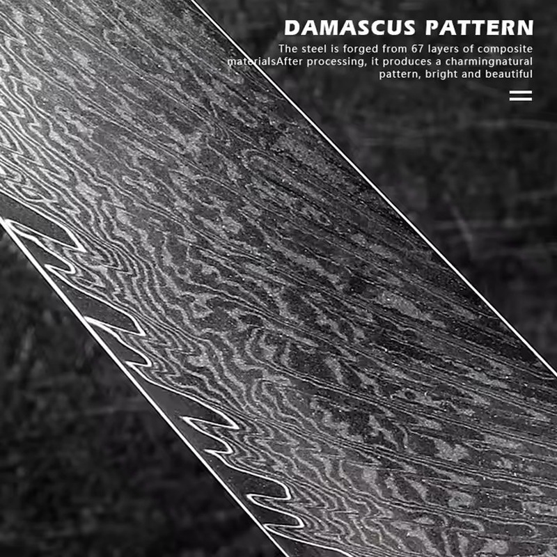 In stock Damascus steel chef knives, household VG10 kitchen knives, Western-style slicing and meat cutting, wholesale from Sande Knives Factory Specification drawing